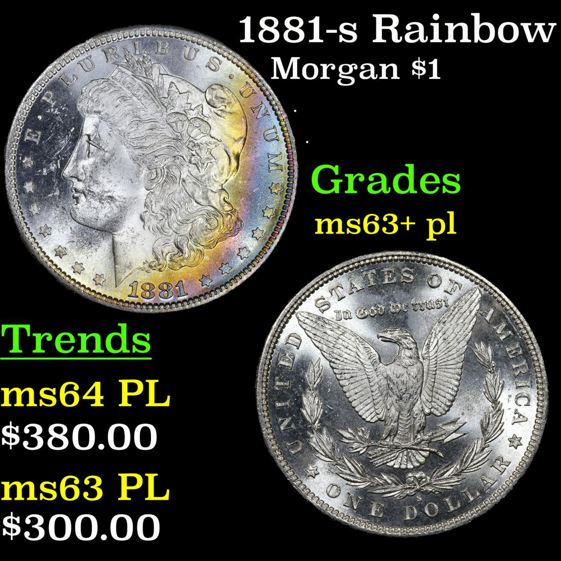1881-s Rainbow Toned Morgan Dollar $1 Grades Select (1 of 7)