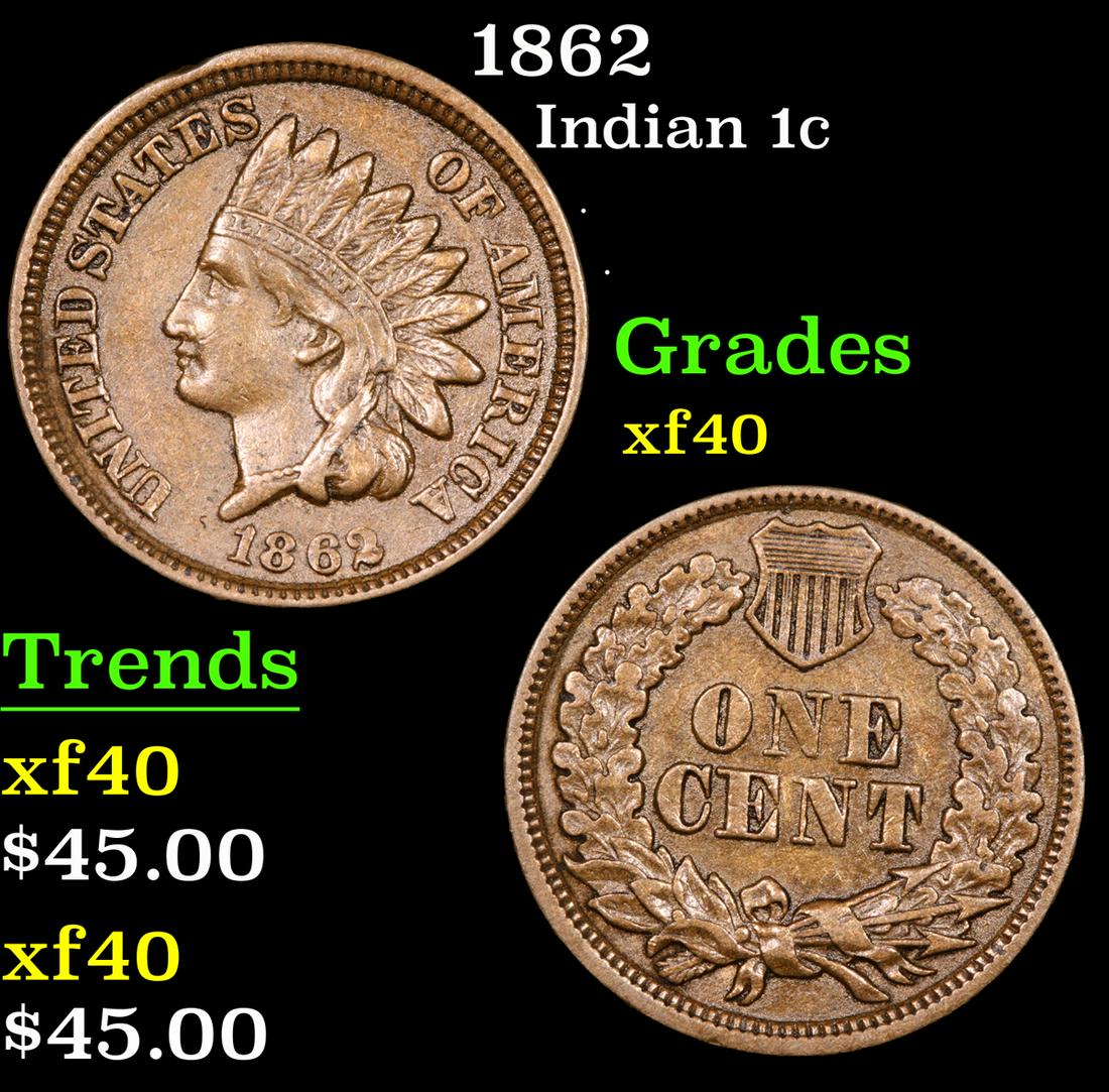 1862 Indian Cent 1c Grades xf (1 of 3)