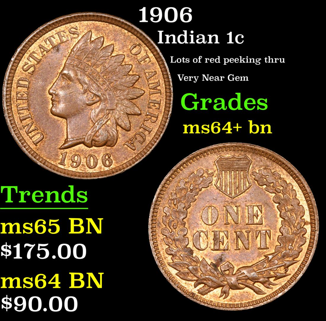 1906 Indian Cent 1c Grades Choice+ Unc BN (1 of 3)