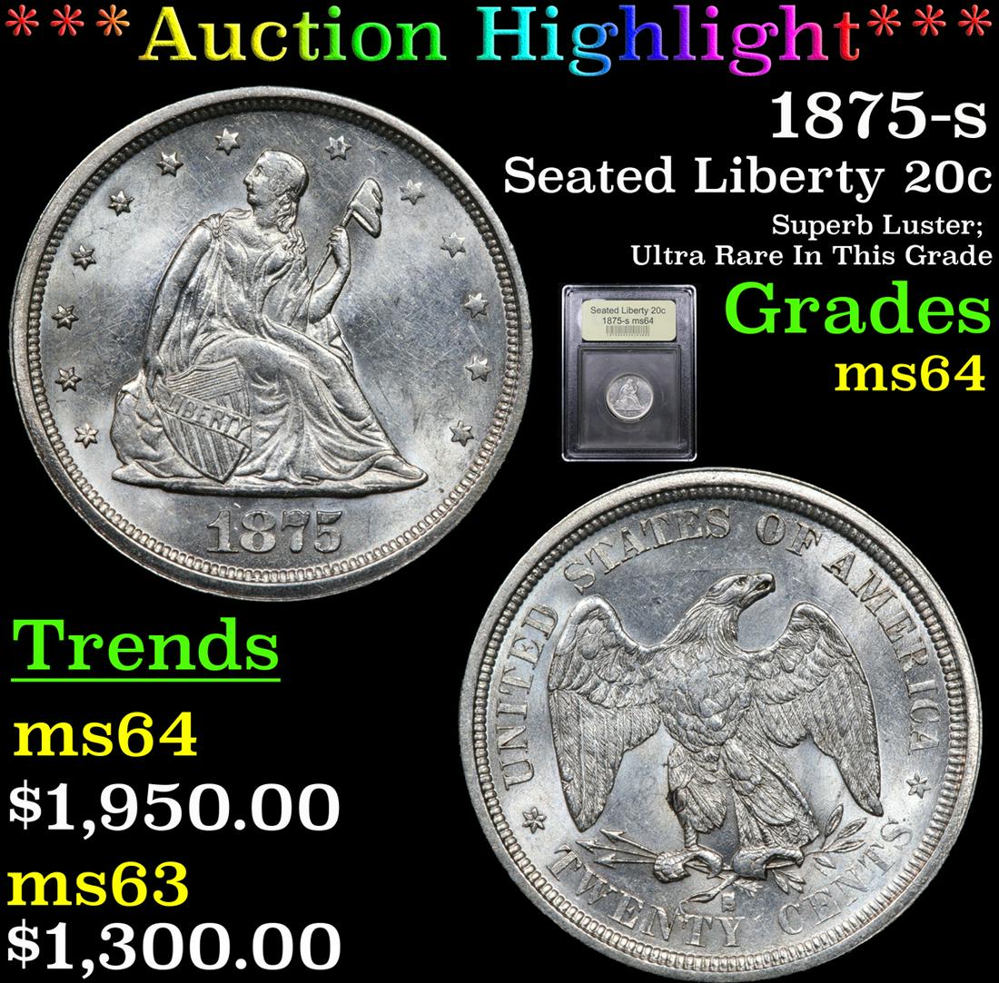 ***Auction Highlight*** 1875-s Twenty Cent Piece 20c (1 of 5)