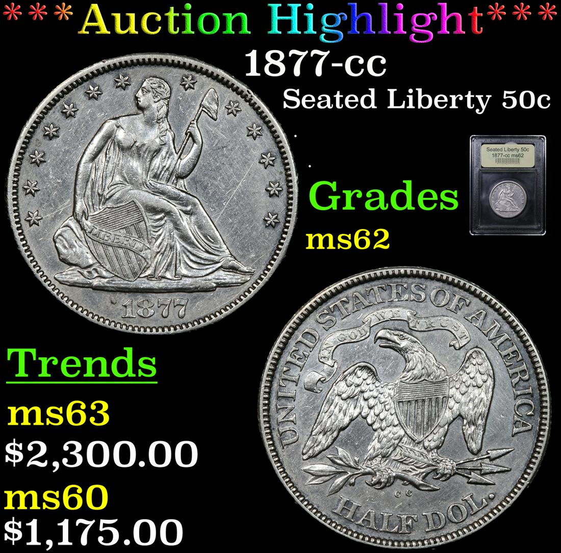 ***Auction Highlight*** 1877-cc Seated Half Dollar 50c (1 of 5)