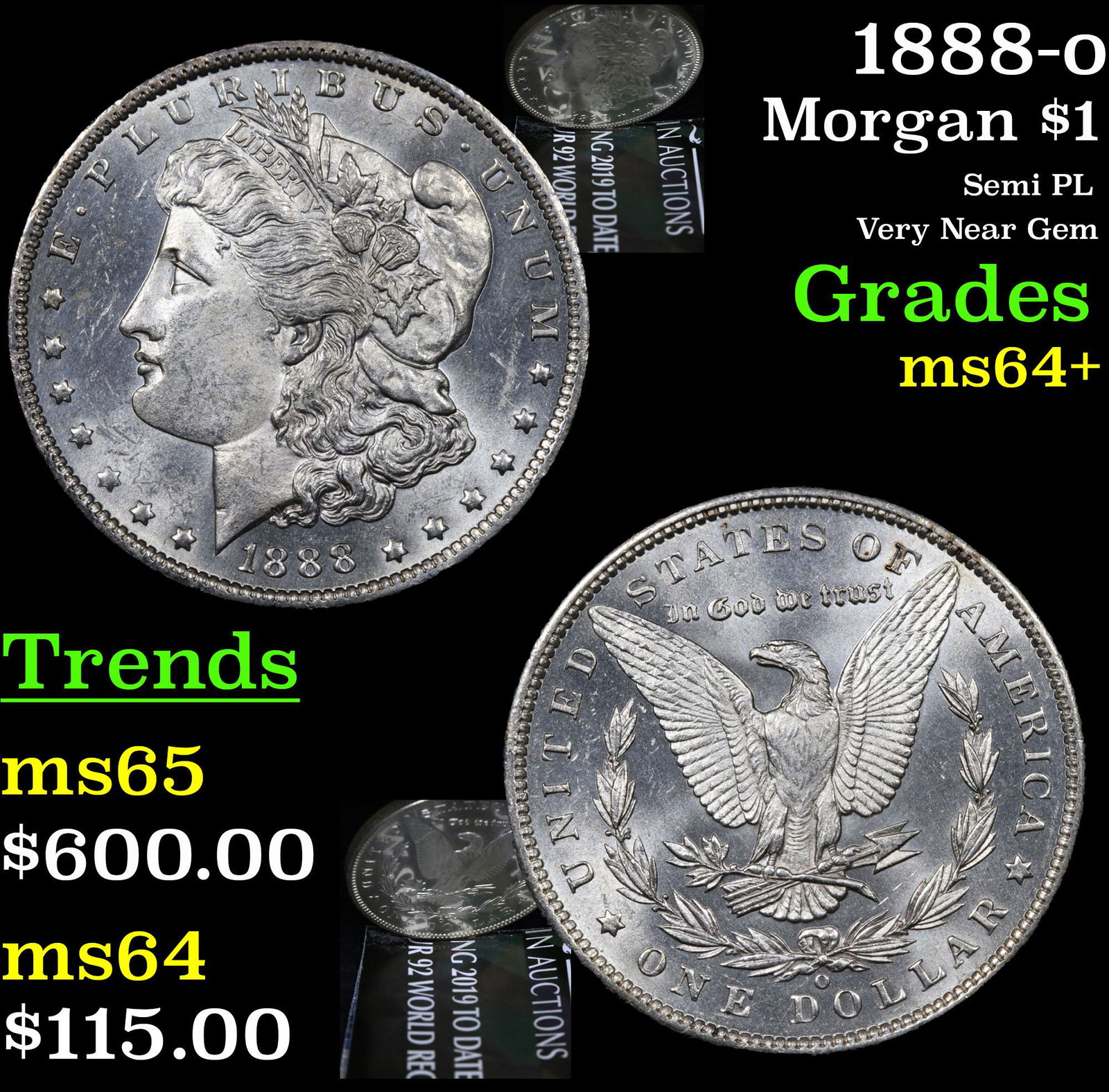 1888-o Morgan Dollar $1 Grades Choice+ Unc (1 of 7)
