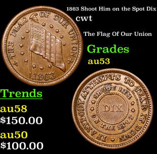 1863 Shoot Him On The Spot Dix Civil War Token 1c Jan 26 2020 Key Date Coins In Nj