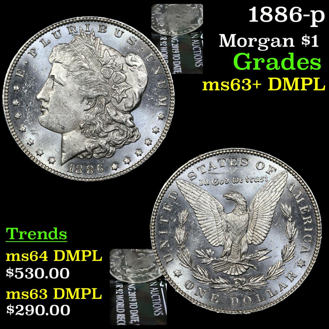 1886-p Morgan Dollar $1 Grades Select Unc+ DMPL (1 of 7)