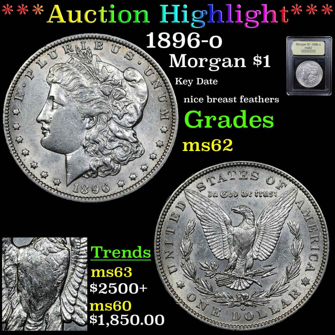 ***Auction Highlight*** 1896-o Morgan Dollar $1 Graded (1 of 6)