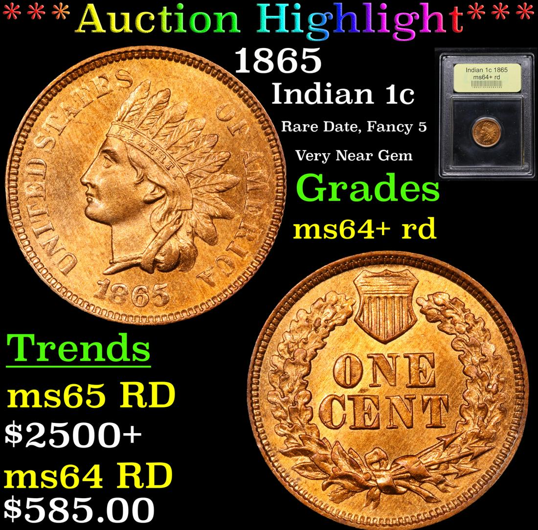 ***Auction Highlight*** 1865 Indian Cent 1c Graded (1 of 5)