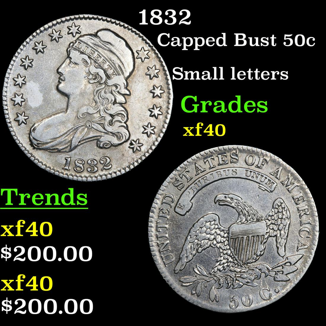 1832 Capped Bust Half Dollar 50c Grades xf (1 of 3)
