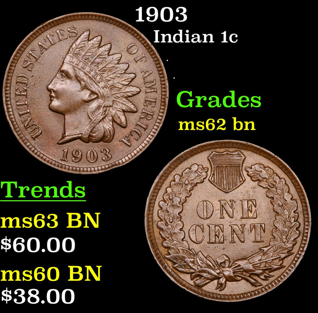 1903 Indian Cent 1c Grades Select Unc BN (1 of 3)