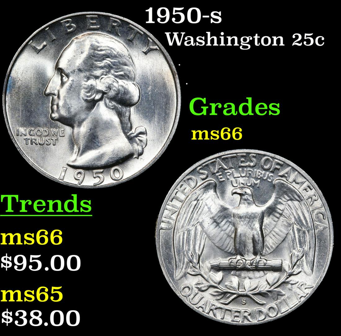 1950-s Washington Quarter 25c Grades GEM+ Unc (1 of 3)