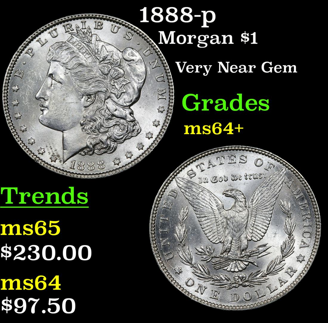 1888-p Morgan Dollar $1 Grades Choice+ Unc (1 of 3)
