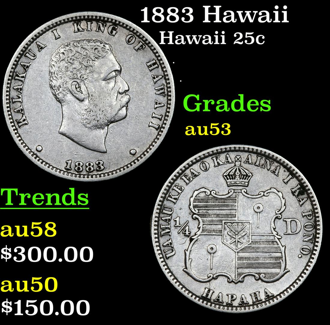 1883 Hawaii Hawaii Quarter 25c Grades Select AU (1 of 3)