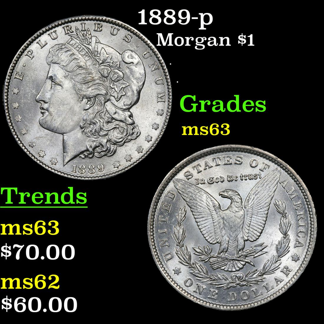 1889-p Morgan Dollar $1 Grades Select Unc (1 of 3)