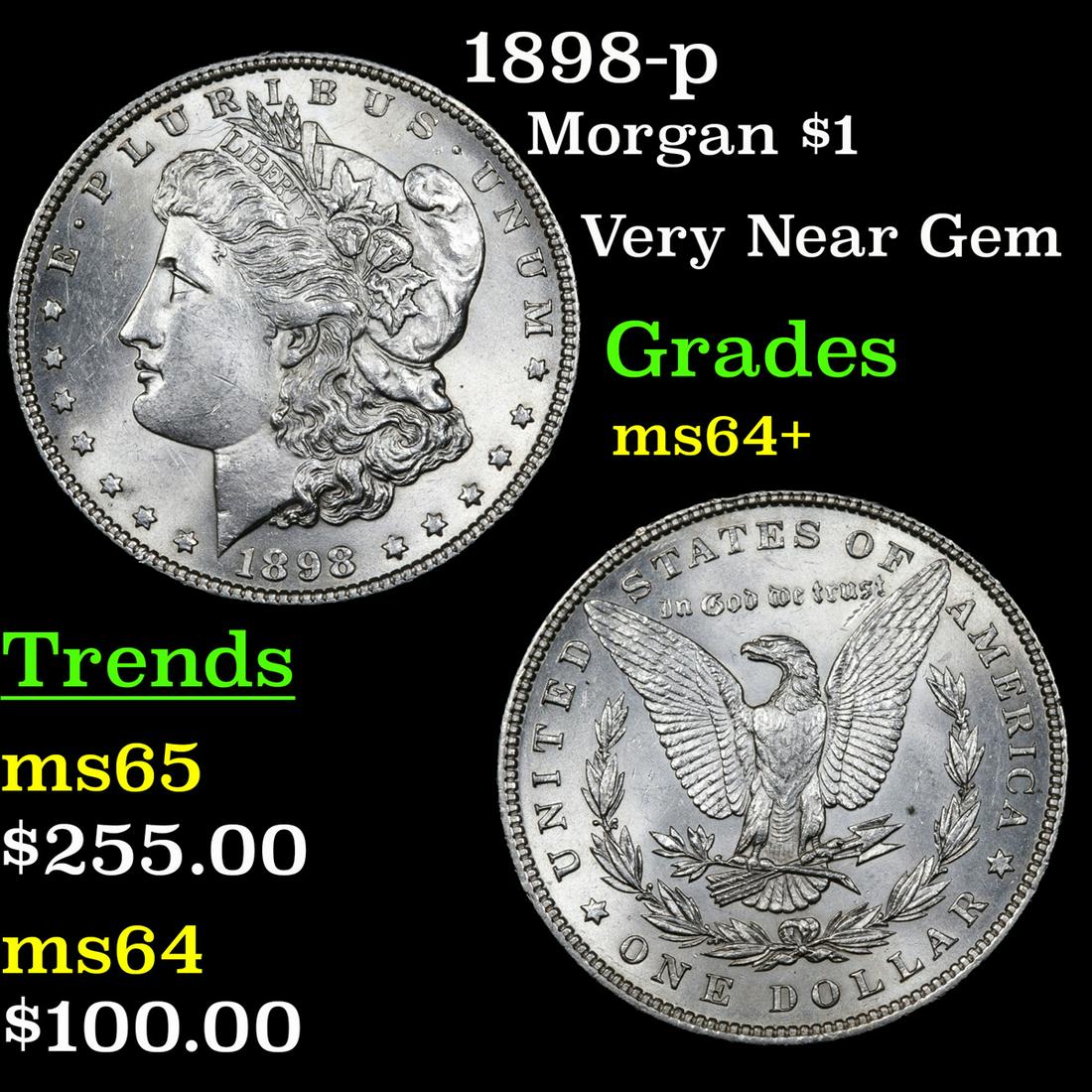 1898-p Morgan Dollar $1 Grades Choice+ Unc (1 of 3)