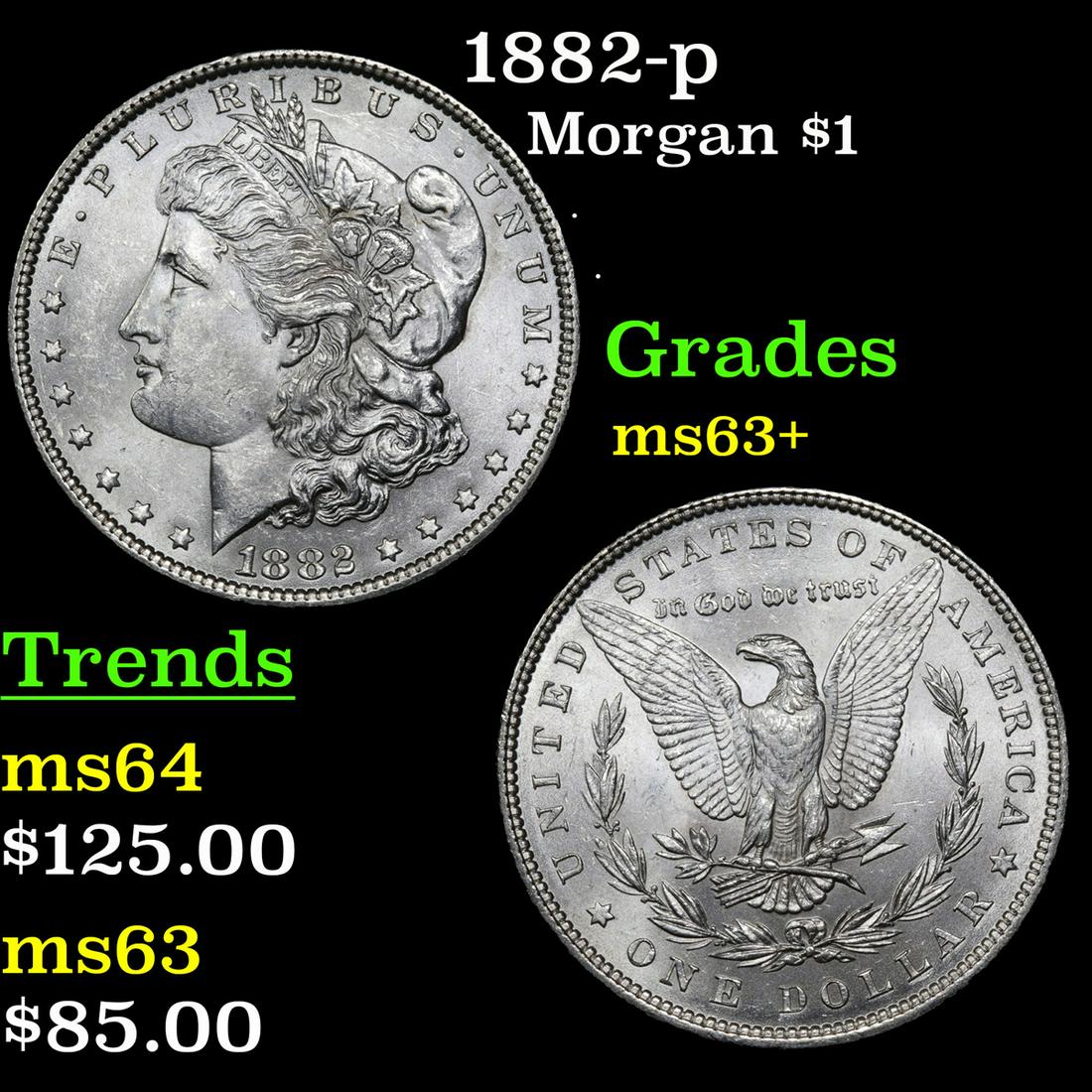 1882-p Morgan Dollar $1 Grades Select+ Unc (1 of 3)