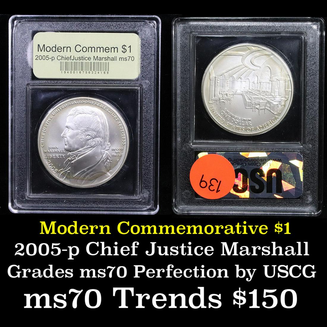 2005-p John Marshall Modern Commem Dollar $1 Graded: 2005-p John Marshall . . Modern Commem Dollar $1 Graded ms70, Perfection By USCG.