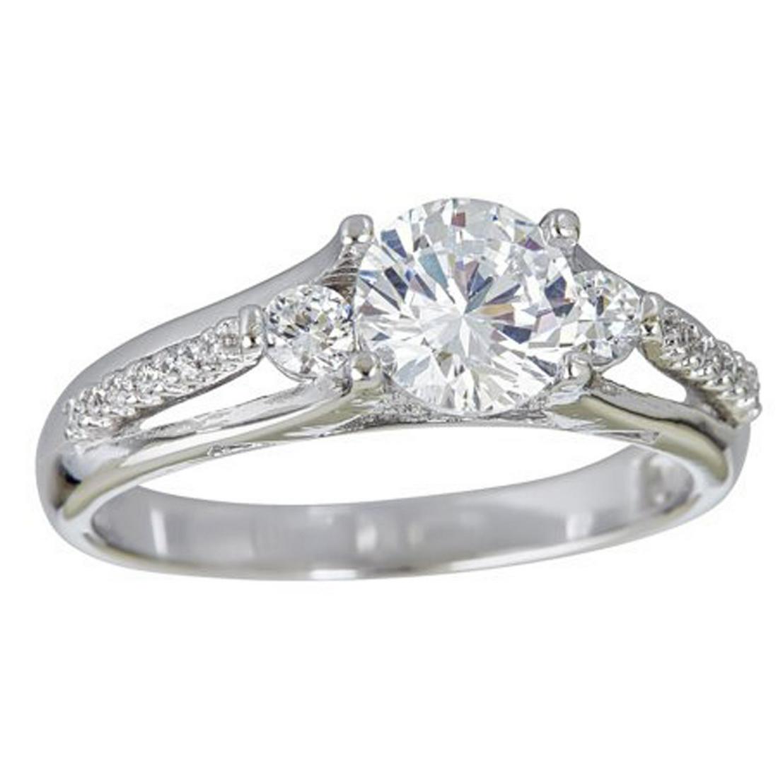 Sterling Silver 6.5mm Round Cut 3 Stone Engagement Ring (1 of 3)