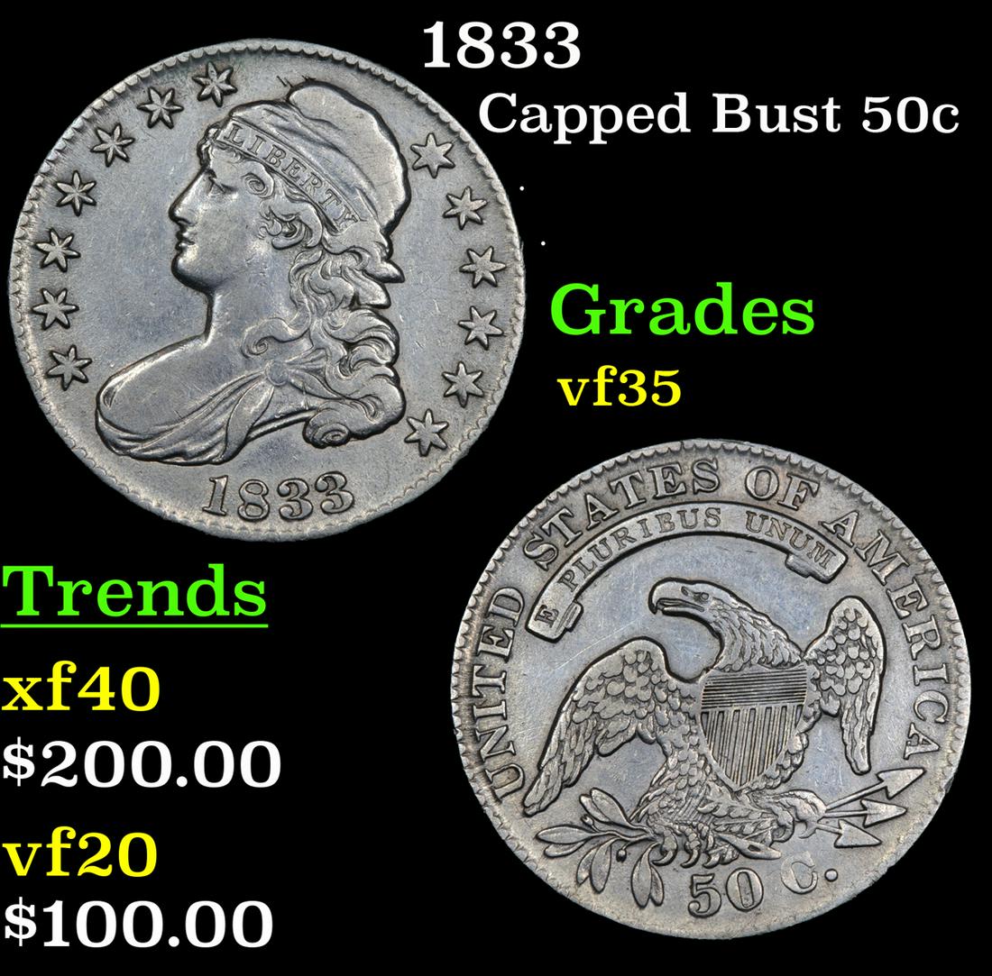 1833 Capped Bust 50c Grades vf++ (1 of 3)