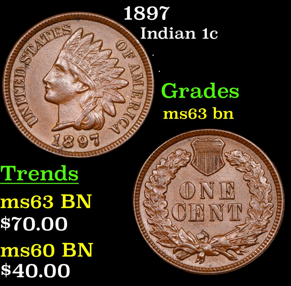 1897 Indian 1c Grades Select Unc BN (1 of 3)