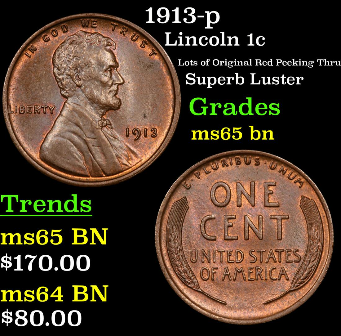 1913-p Lincoln 1c Grades GEM Unc BN (1 of 3)