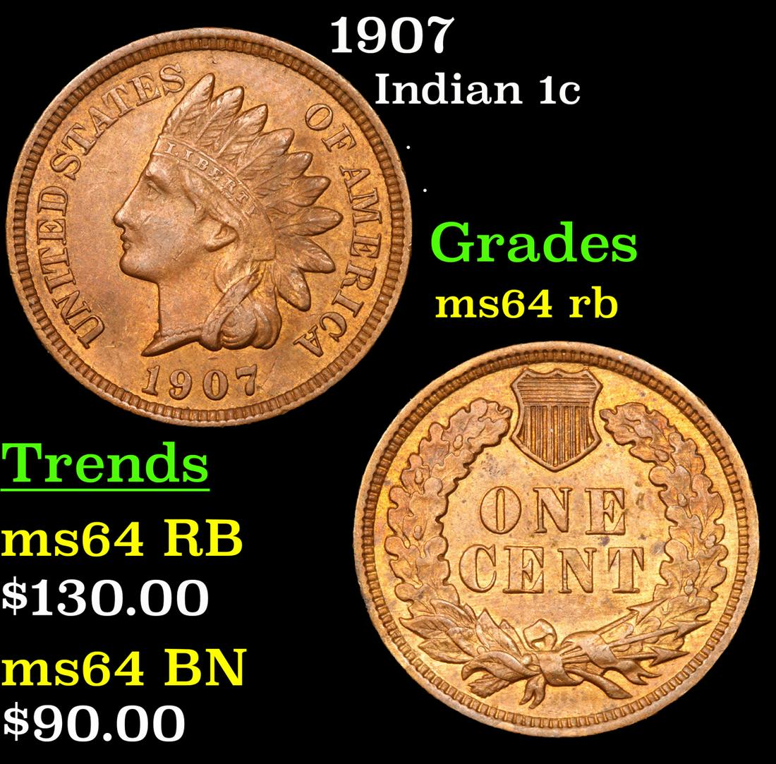 1907 Indian 1c Grades Choice Unc RB (1 of 3)