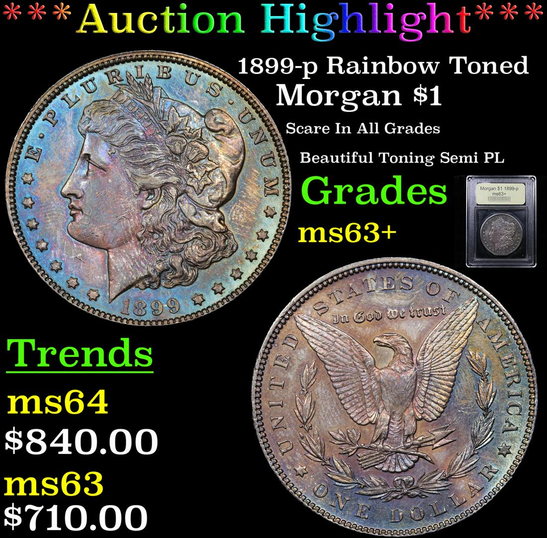 *Highlight* 1899-p Rainbow Toned Morgan $1 Graded (1 of 5)