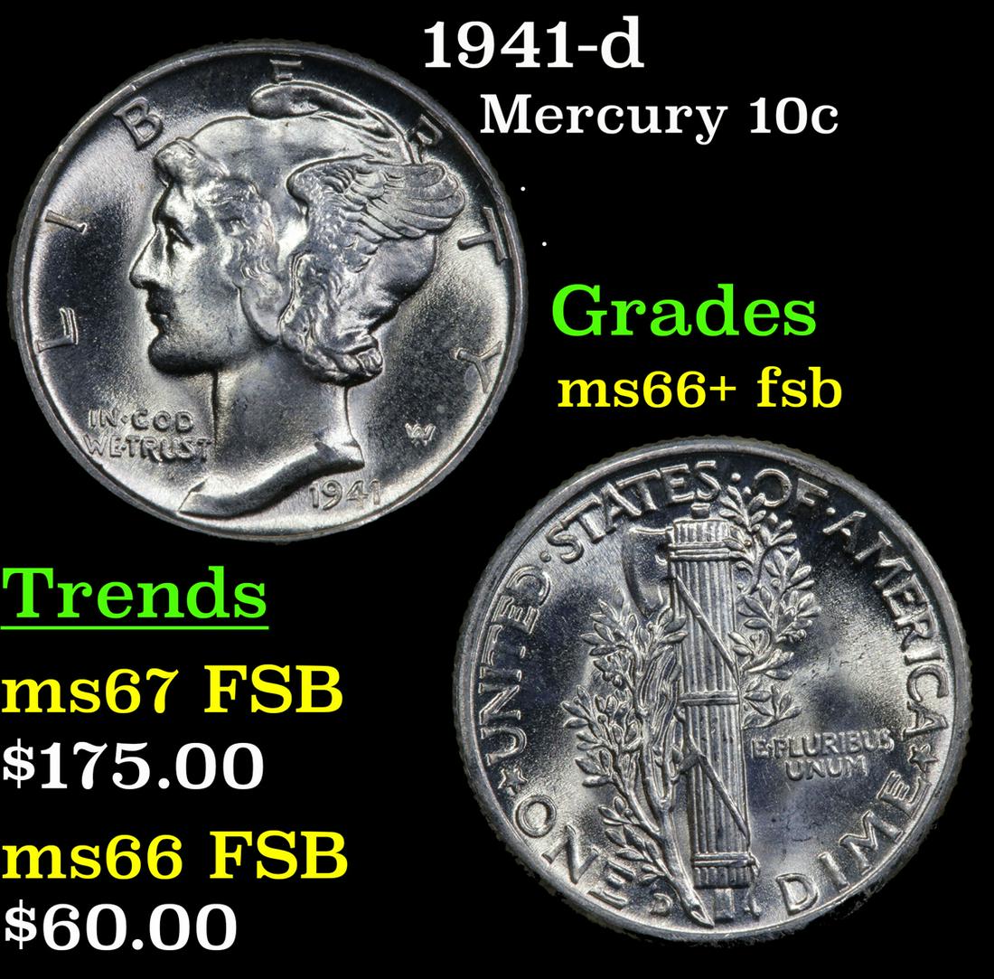 1941-d Mercury 10c Grades GEM++ FSB (1 of 3)