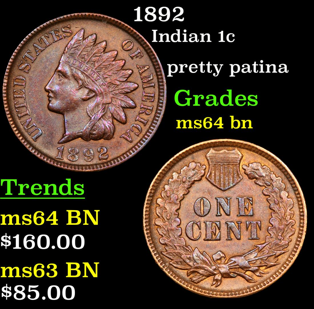 1892 Indian 1c Grades Choice Unc BN (1 of 3)