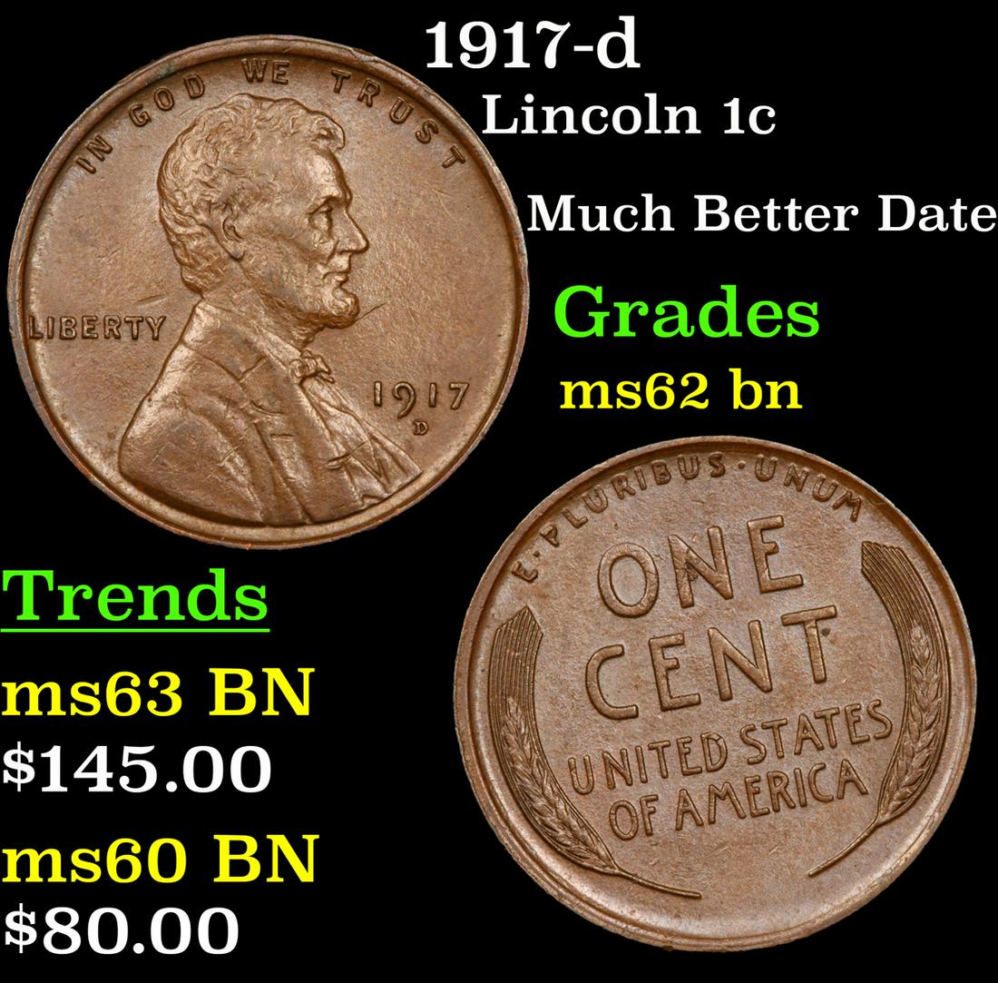 1917-d Lincoln 1c Grades Select Unc BN (1 of 3)