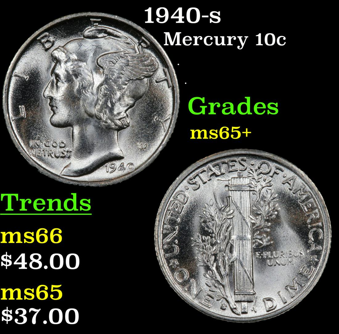 1940-s Mercury 10c Grades GEM+ Unc (1 of 3)