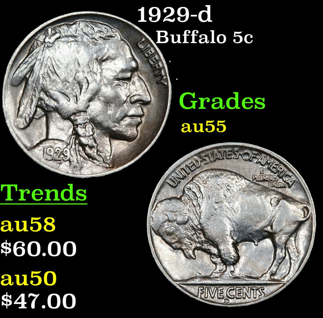 1929-d Buffalo Nickel 5c Grades Choice AU (1 of 3)