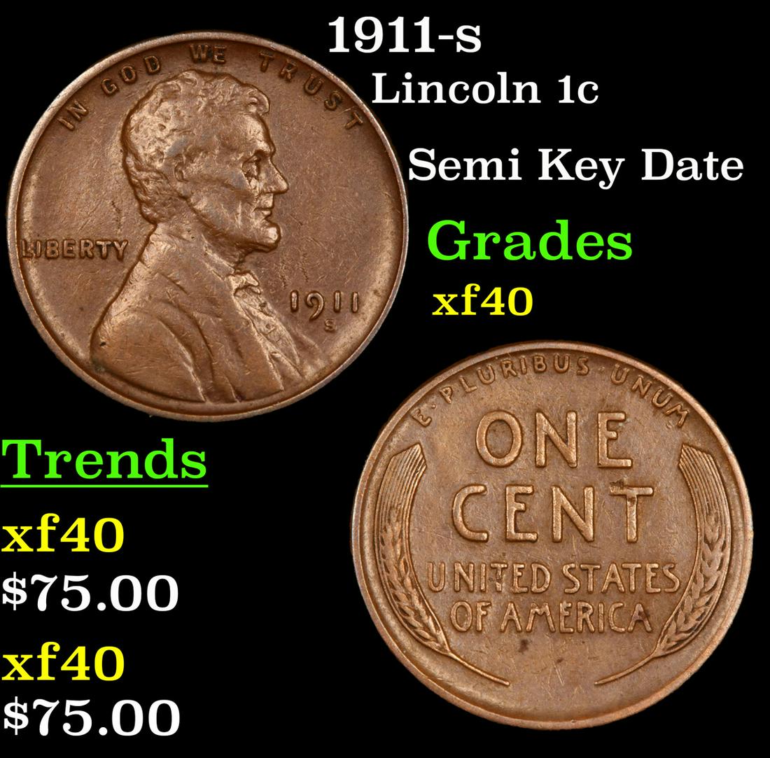 1911-s Lincoln Cent 1c Grades xf (1 of 3)