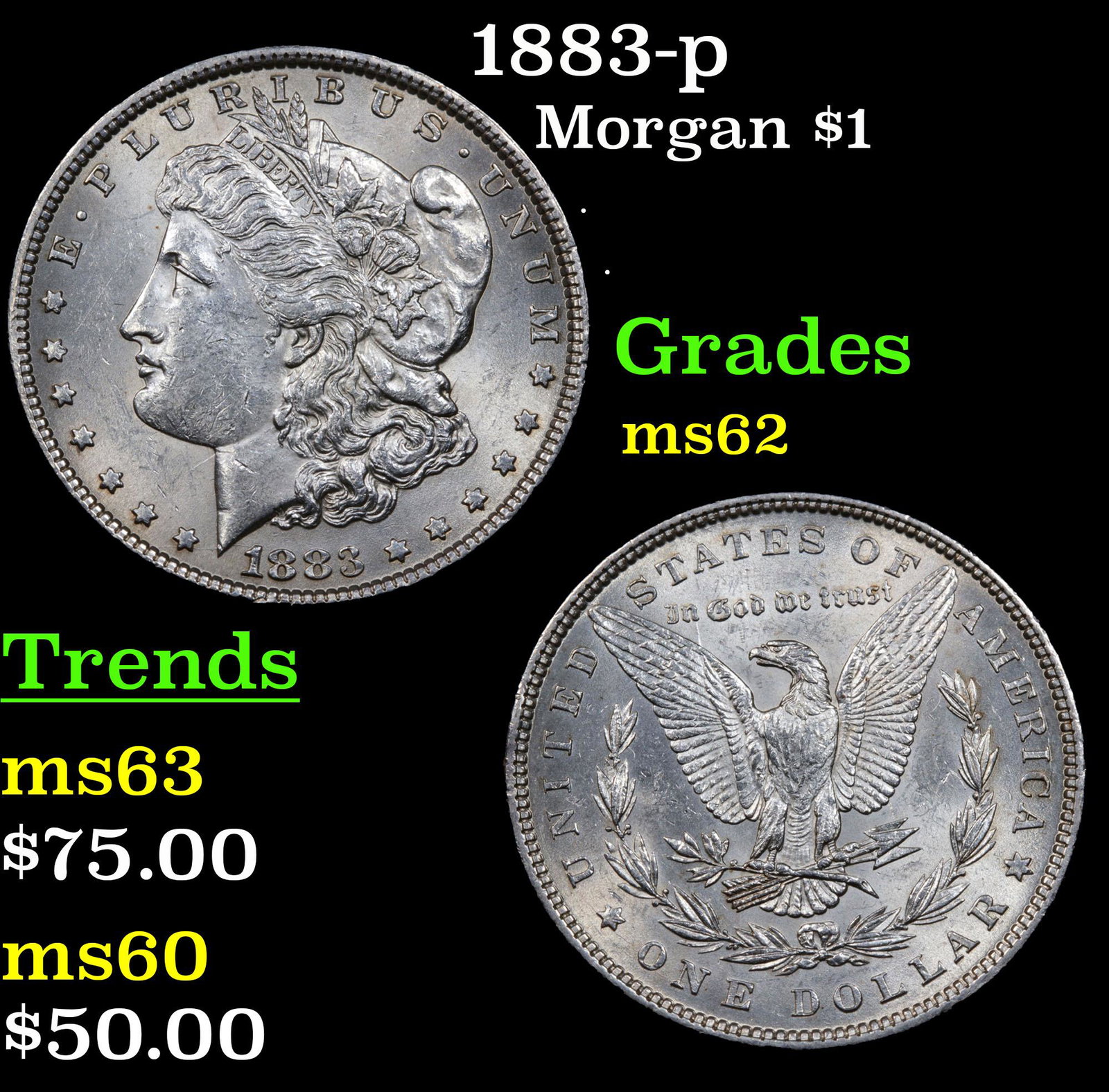 1883-p Morgan $1 Grades Select Unc (1 of 3)
