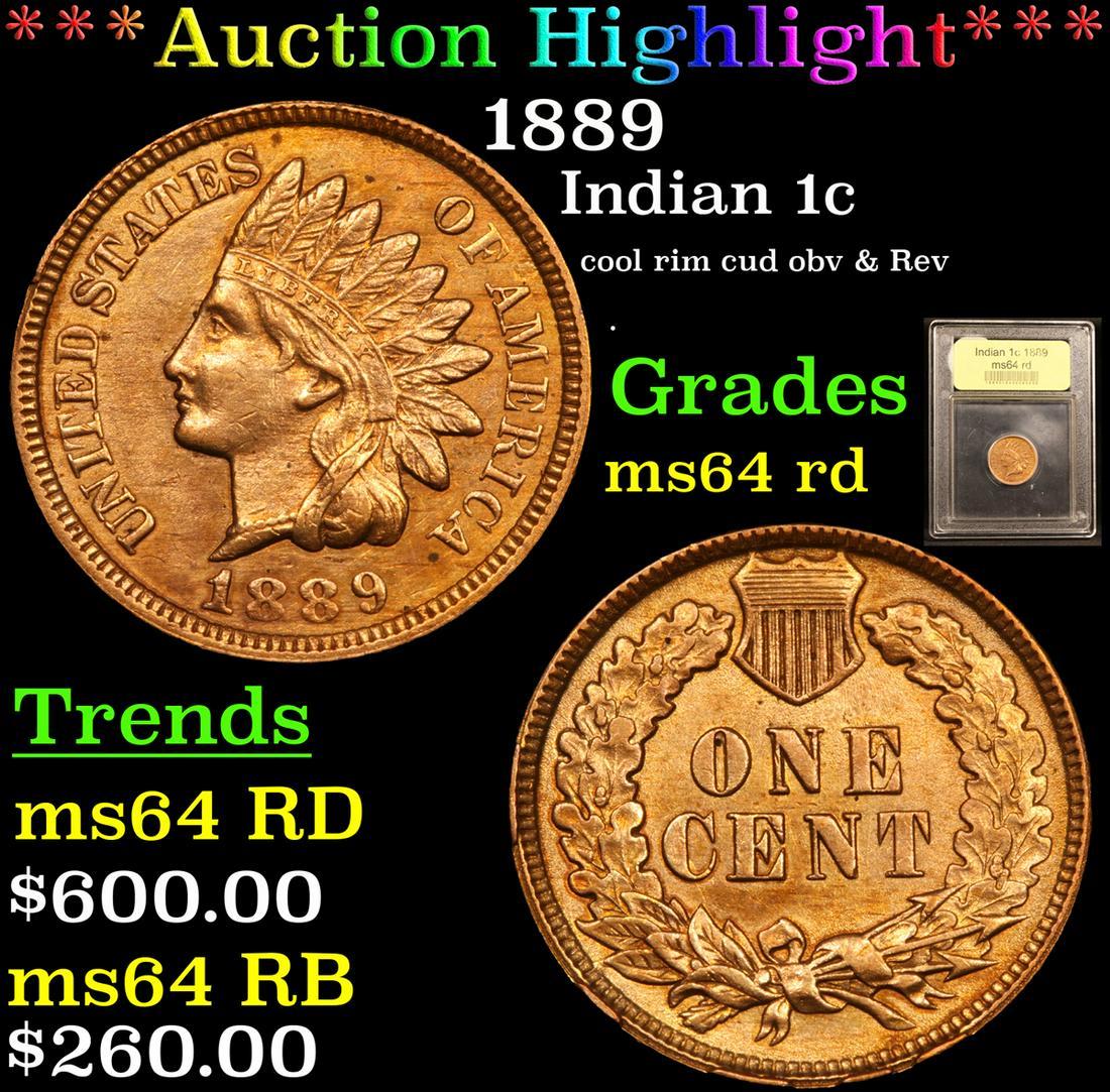 *Highlight* 1889 Indian 1c Graded Choice Unc RD (1 of 5)