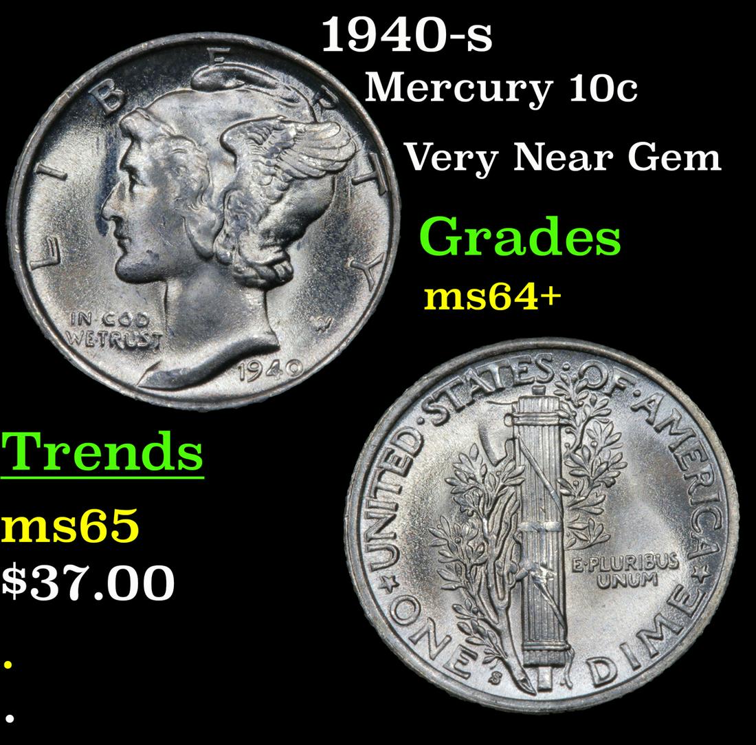 1940-s Mercury 10c Grades Choice+ Unc (1 of 3)