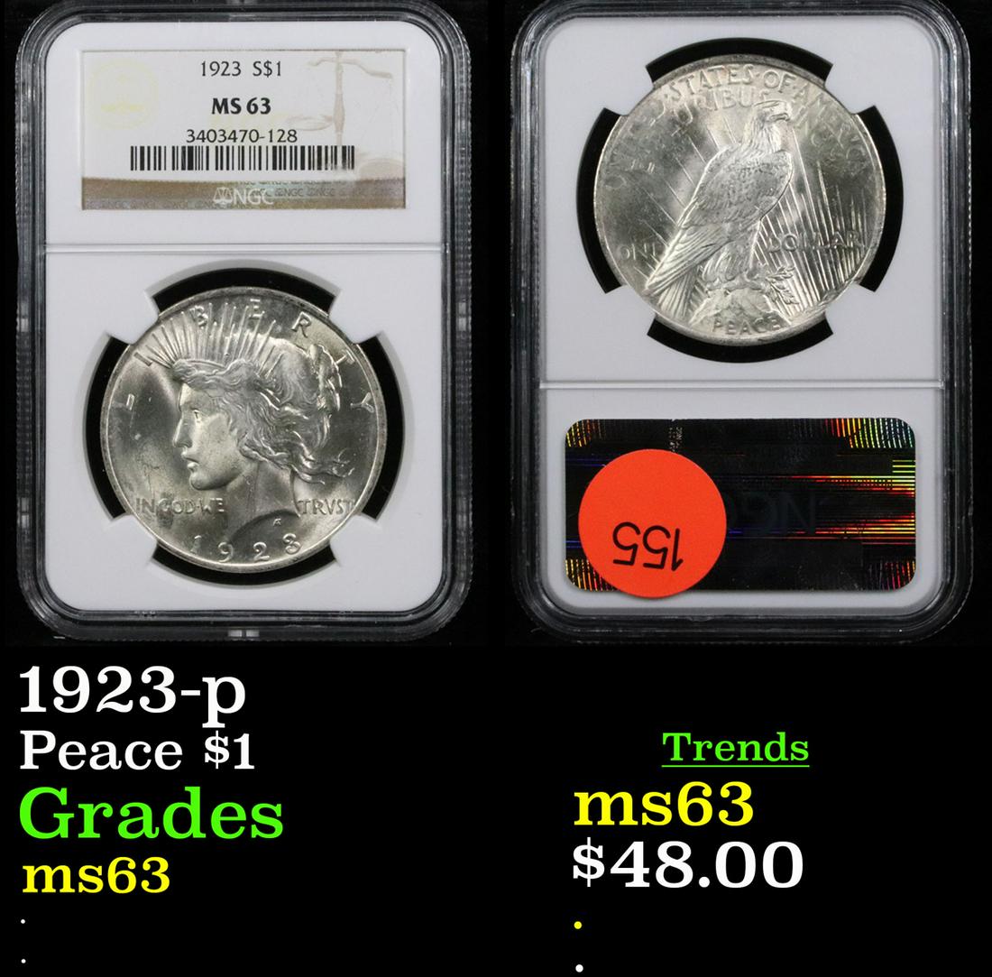 1923-p Peace $1 Graded ms63 (1 of 3)