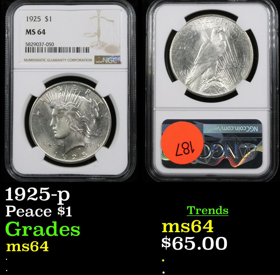 1925-p Peace $1 Graded ms64 (1 of 3)