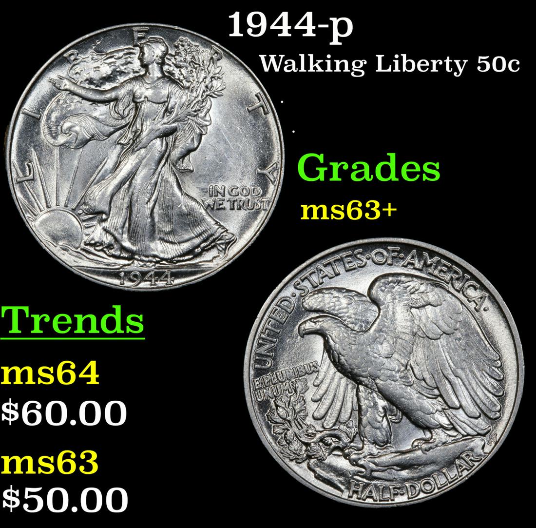 1944-p Walking Liberty 50c Grades Select+ Unc (1 of 3)