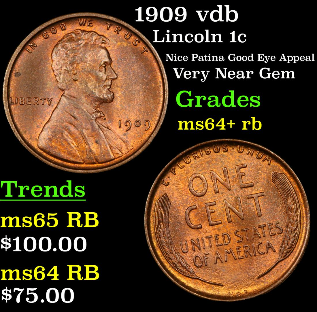 1909 vdb Lincoln 1c Grades Choice+ Unc RB (1 of 3)