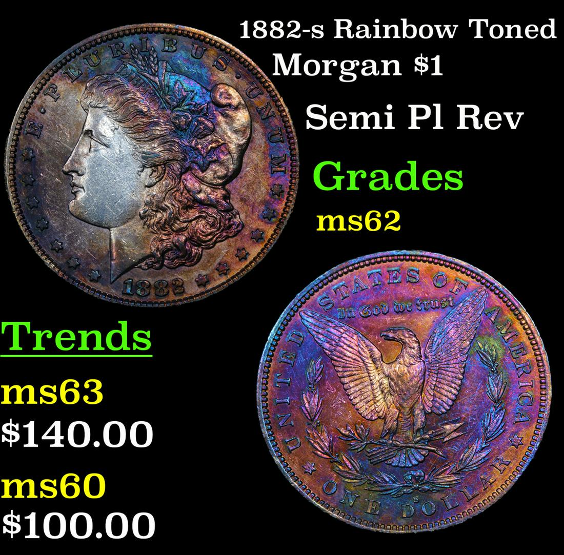 1882-s Rainbow Toned Morgan $1 Grades Select Unc (1 of 3)