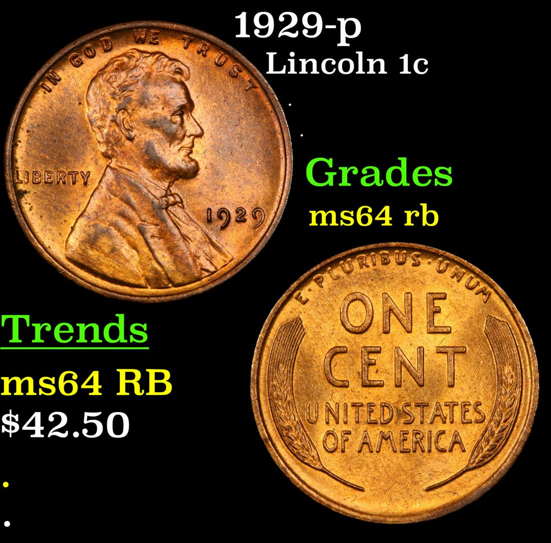1929-p Lincoln 1c Grades Choice Unc RB (1 of 3)
