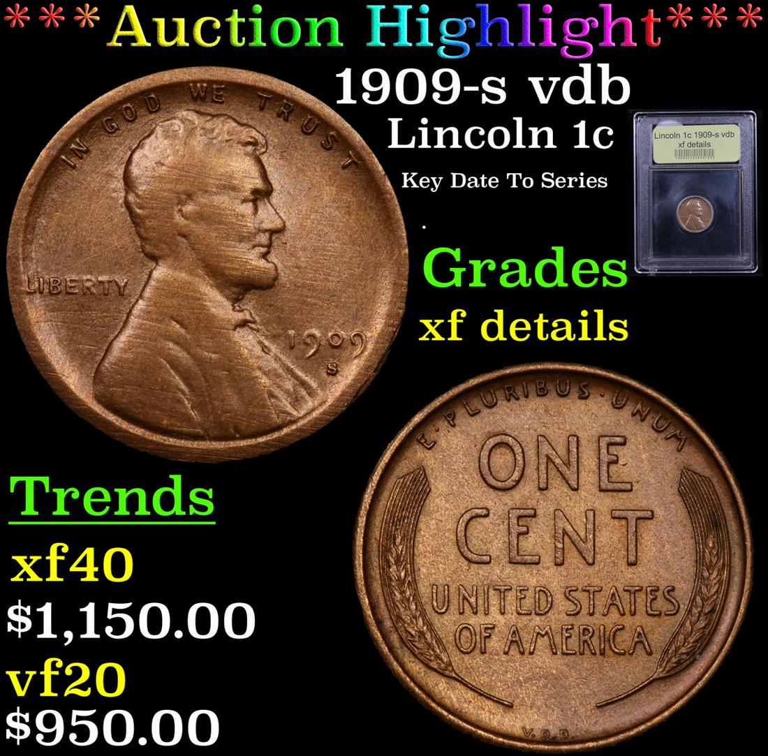 *Highlight* 1909-s vdb Lincoln 1c Graded xf details (1 of 5)