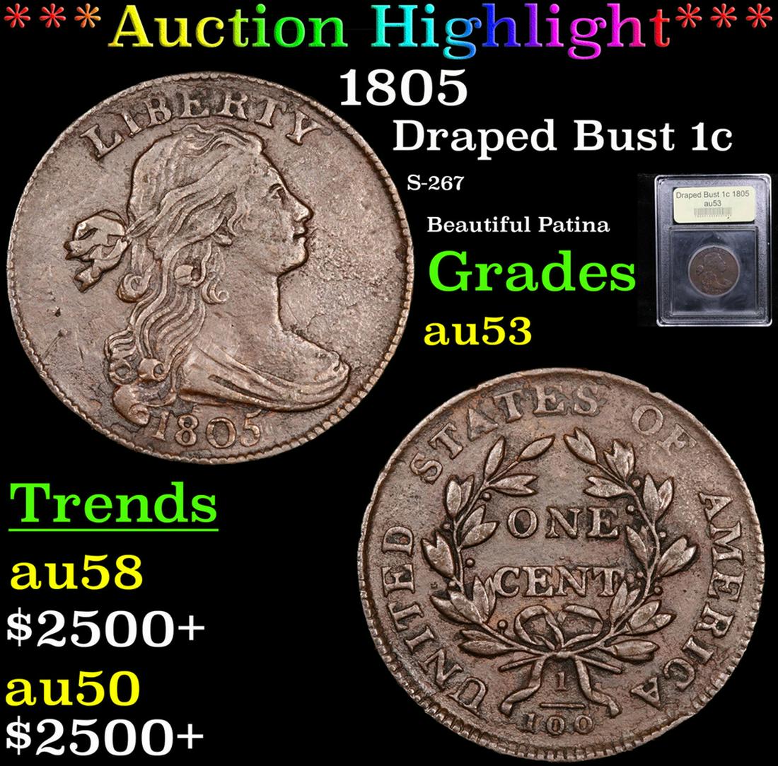 ***Auction Highlight*** 1805 Draped Bust Large Cent 1c (1 of 5)