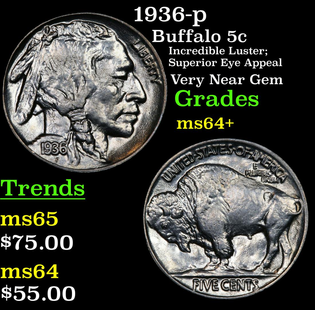 1936-p Buffalo 5c Grades Choice+ Unc (1 of 3)