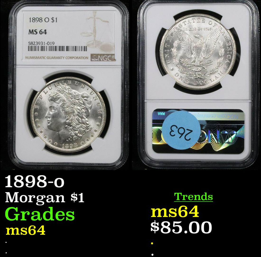 NGC 1898-o Morgan Dollar $1 Graded ms64 By NGC (1 of 3)