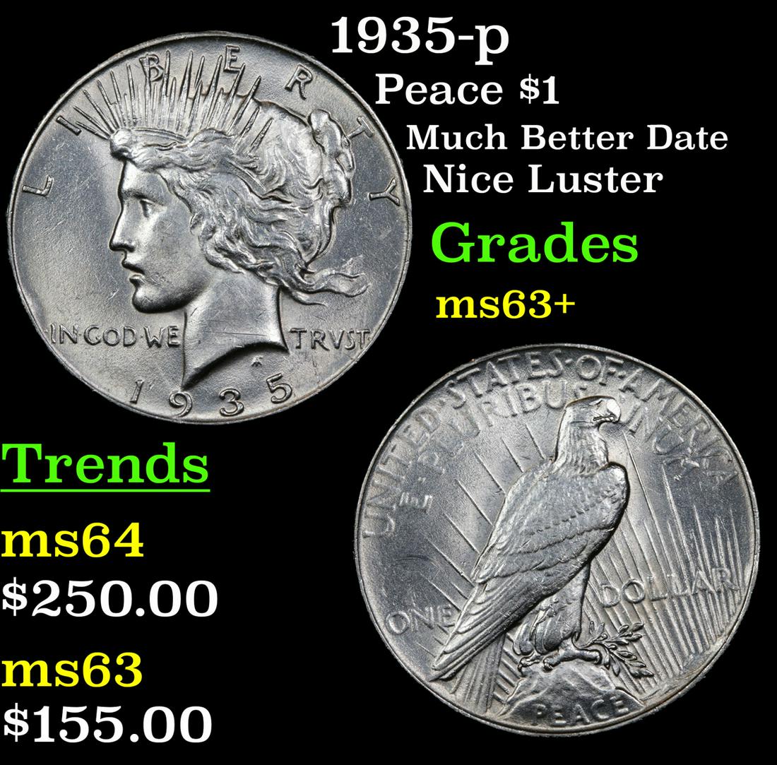 1935-p Peace $1 Grades Select+ Unc (1 of 3)