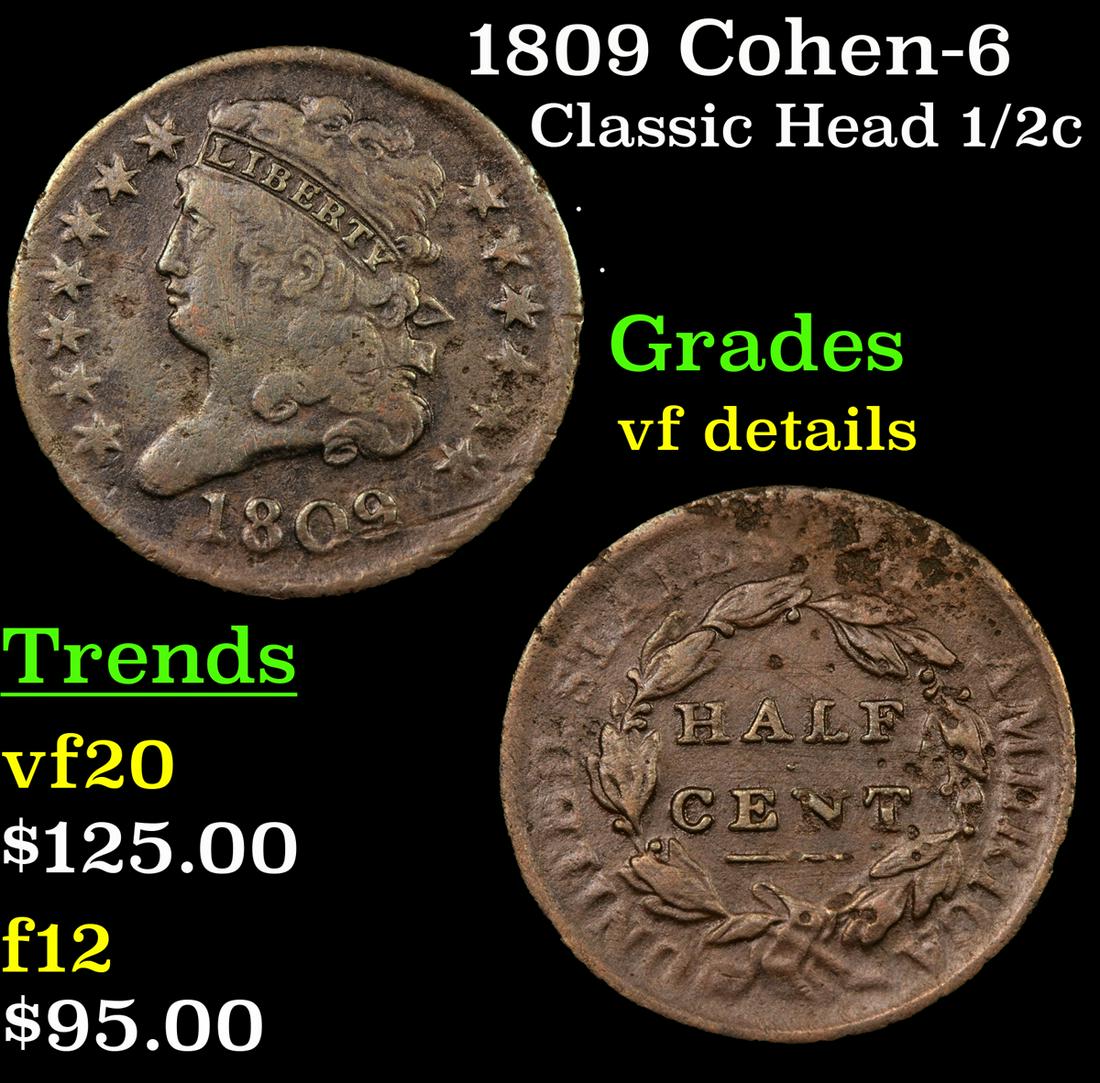 1809 Cohen-6 Classic Head 1/2c Grades vf details (1 of 3)