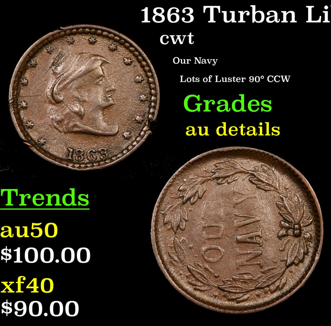 1863 Turban Liberty cwt Grades AU Details (1 of 3)