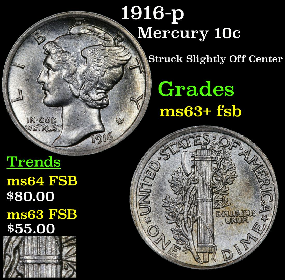 1916-p Mercury 10c Grades Select Unc+ FSB (1 of 5)