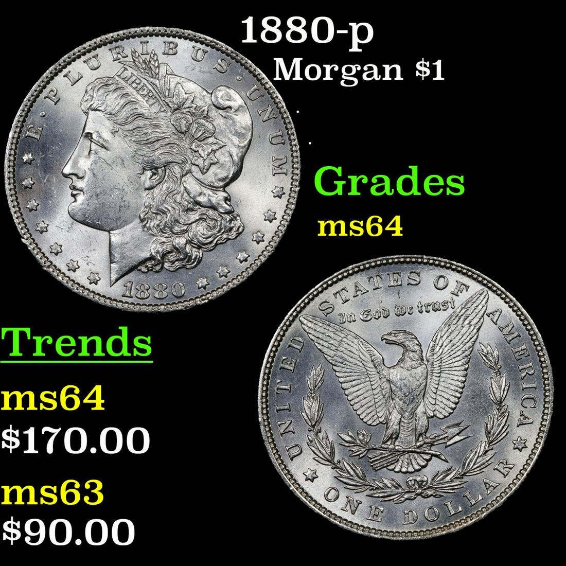 1880-p Morgan $1 Grades Choice Unc (1 of 3)