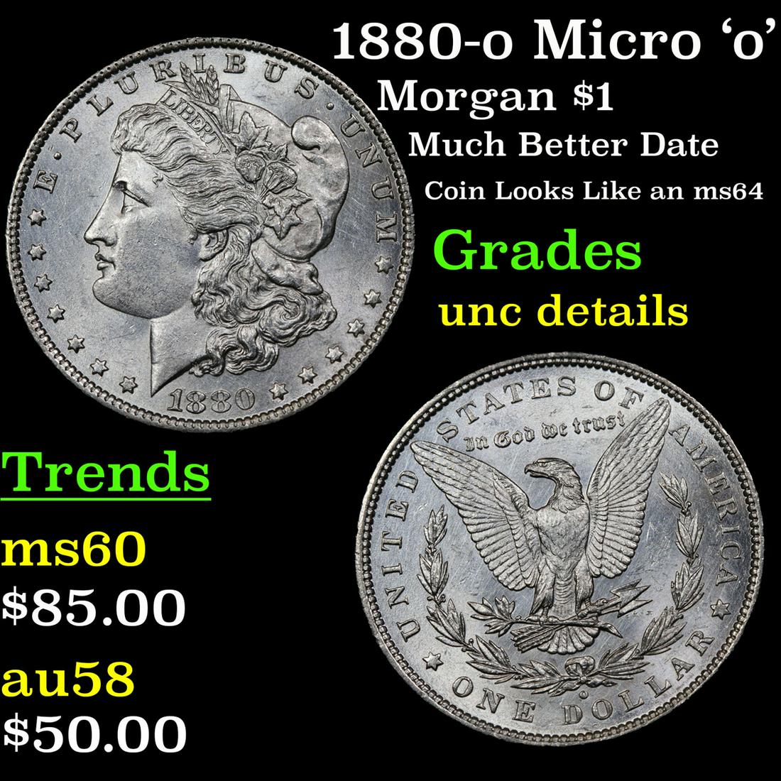 1880-o Micro 'o' Morgan $1 Grades Unc Details (1 of 3)